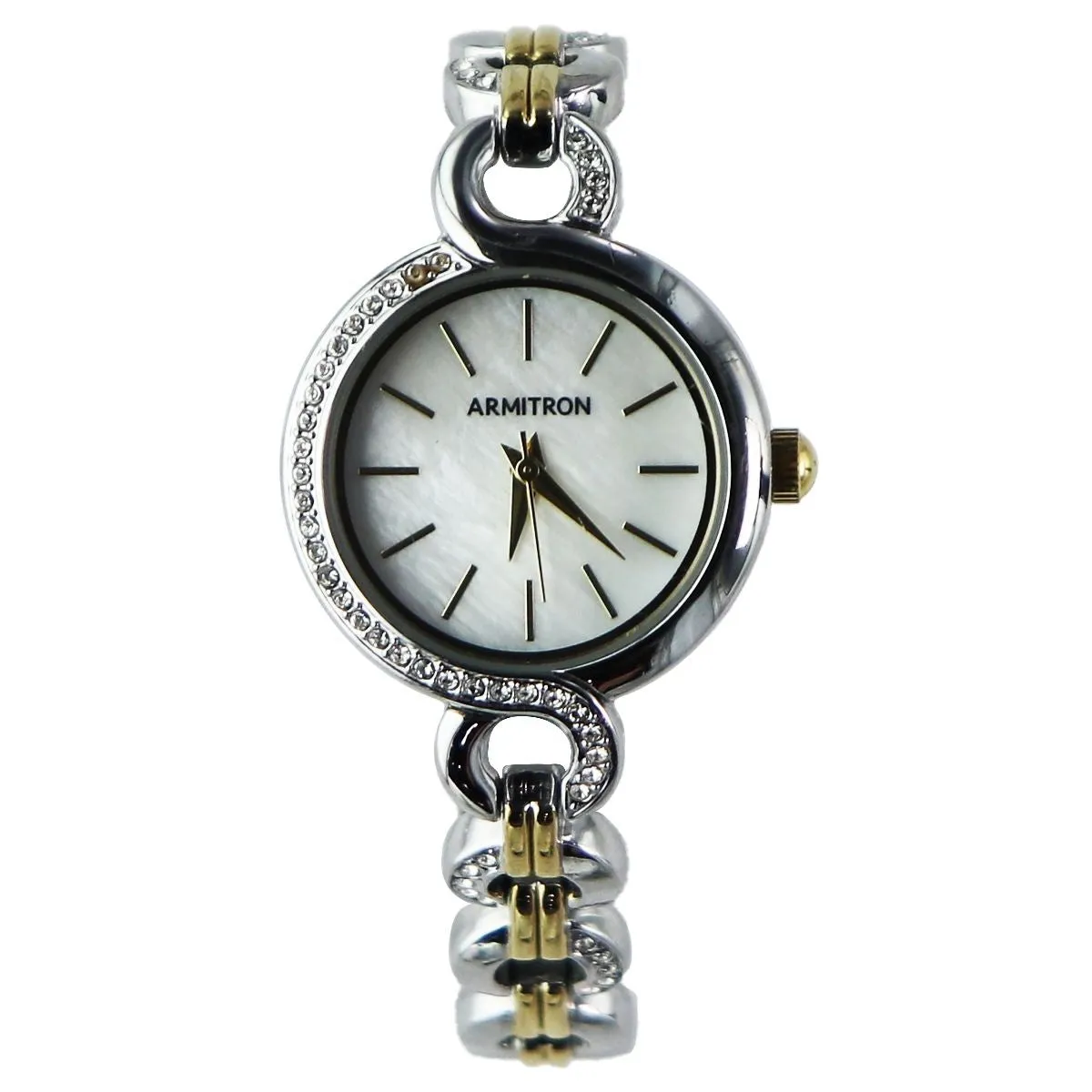 Armitron Womens Crystal Two Tone Stainless Steel Watch Bracelet - Steel/Gold