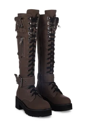 Cedar Obsidian Pocket Combat Boots