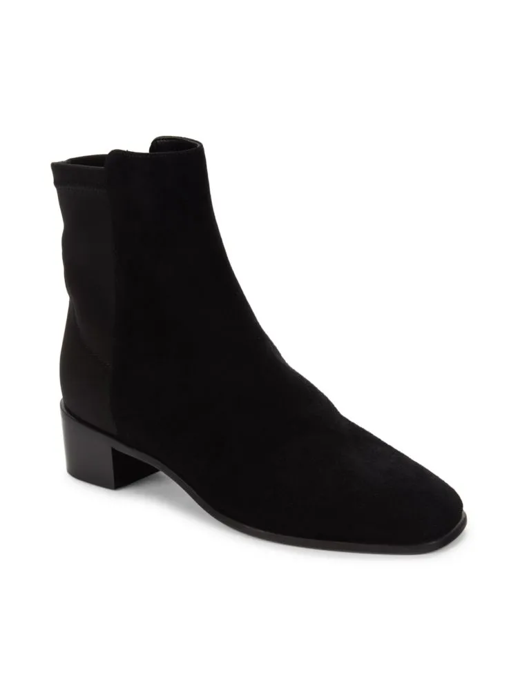 City Stuart Weitzman Suede Heeled Ankle Boots, Black