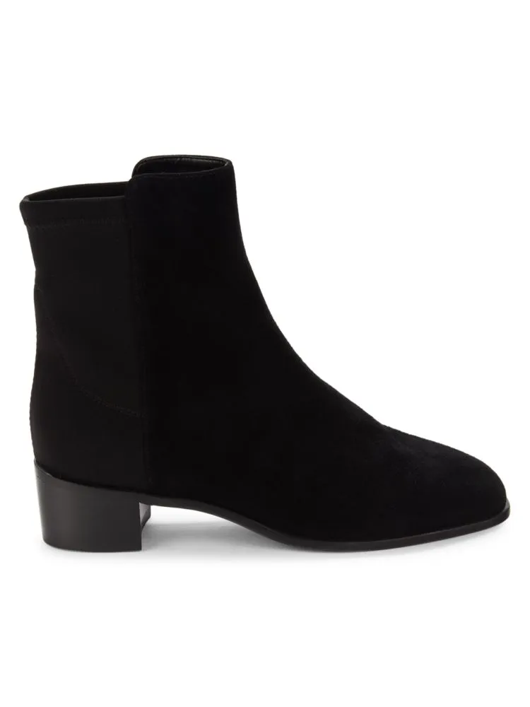 City Stuart Weitzman Suede Heeled Ankle Boots, Black