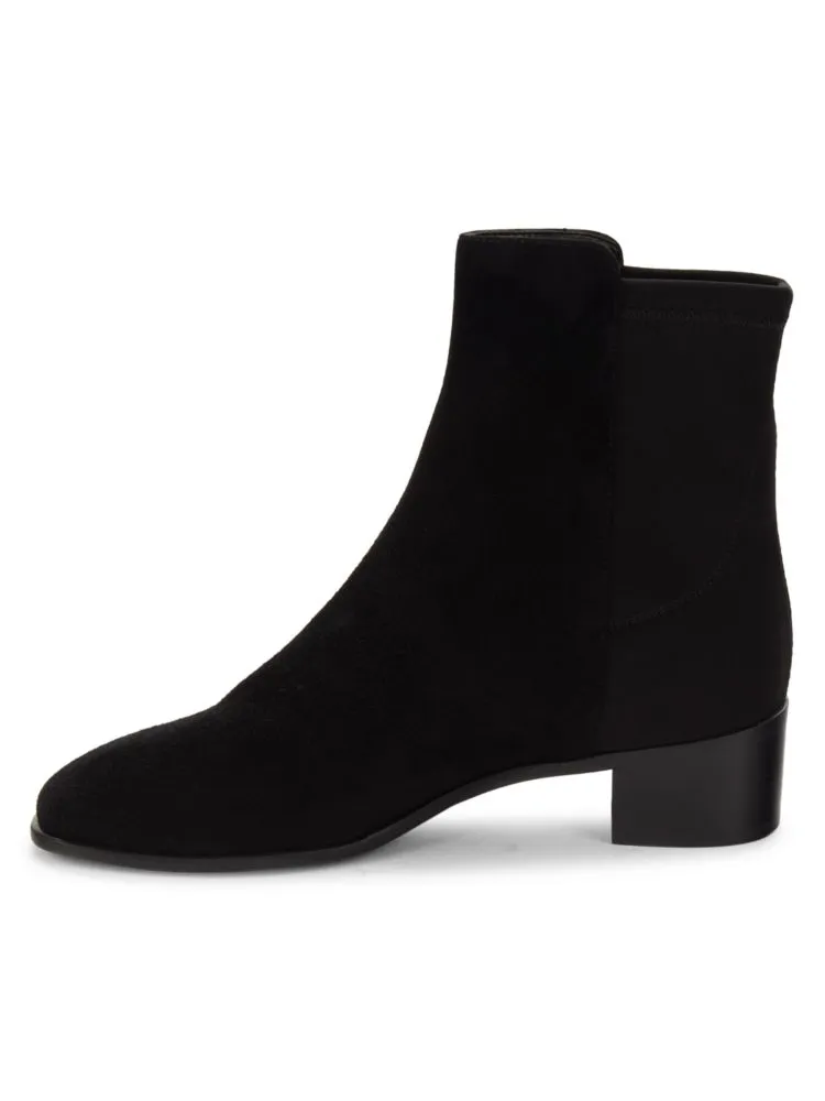 City Stuart Weitzman Suede Heeled Ankle Boots, Black