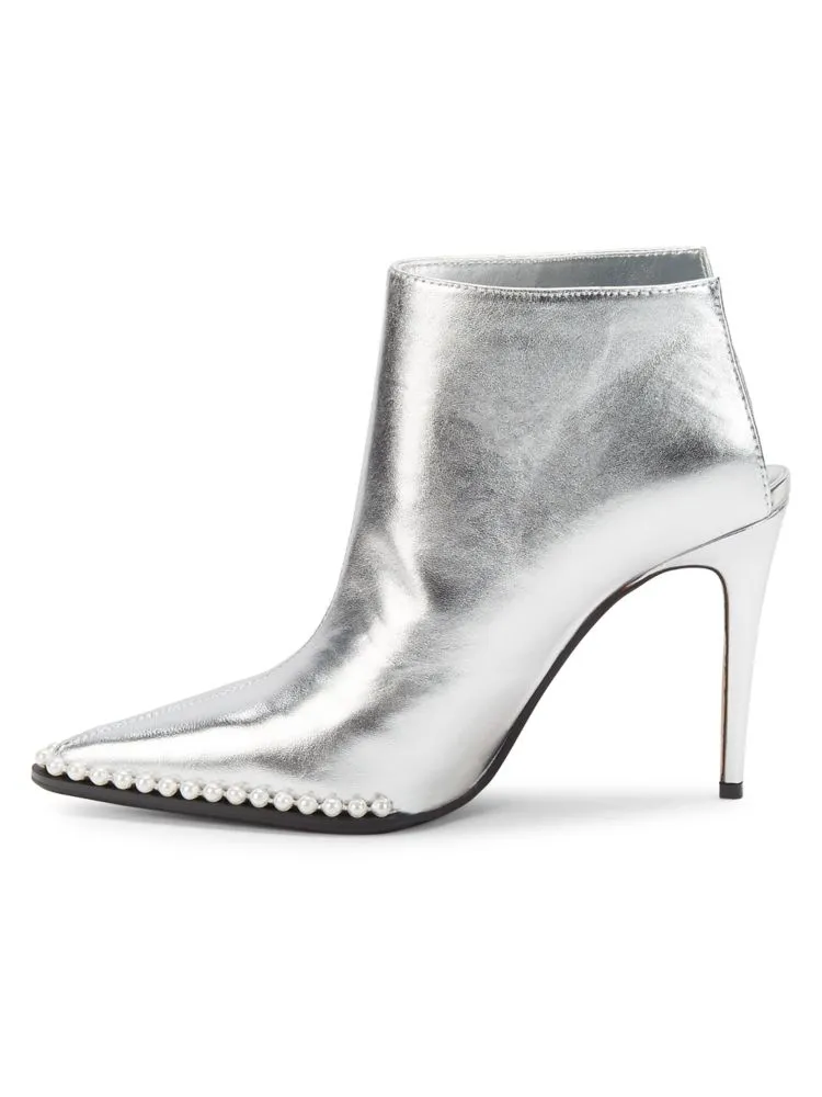 Cyron stiletto leather ankle boots Karl Lagerfeld Paris, silver