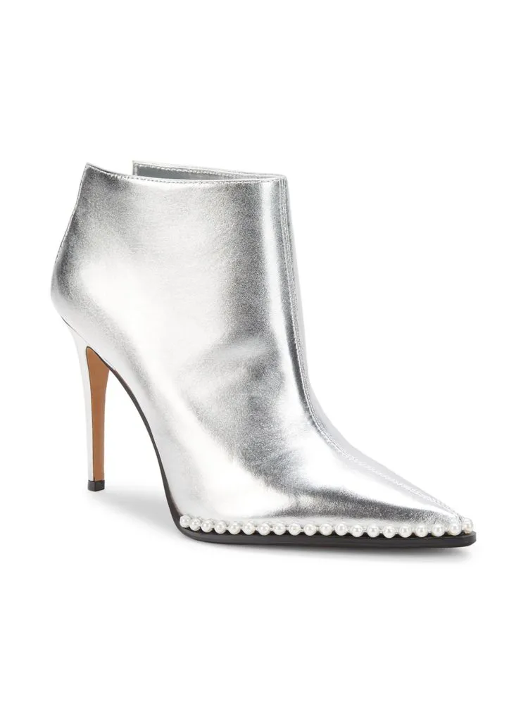 Cyron stiletto leather ankle boots Karl Lagerfeld Paris, silver