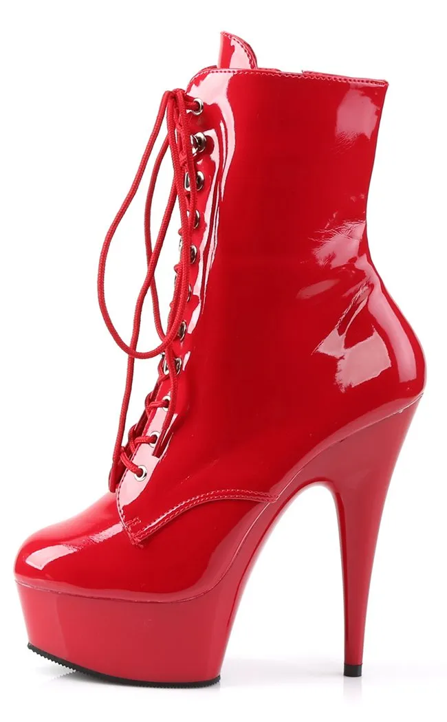 DELIGHT-1020 Red Patent Ankle Boots [In Stock]