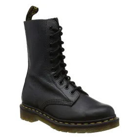 Dr. Martens 1490 10-Eyelet Black Women's High Top Leather Combat Boots - UK 4