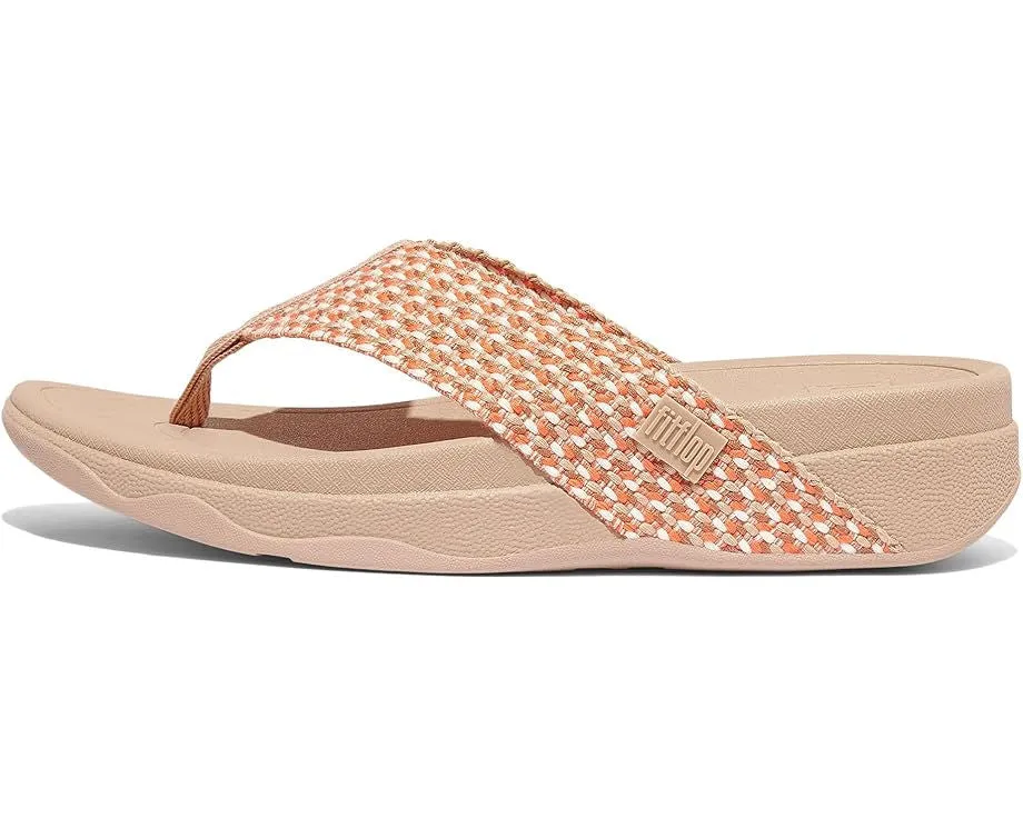 FitFlop Womens Surfa Multi Tone Webbing Toe Post Latte Beige Mix
