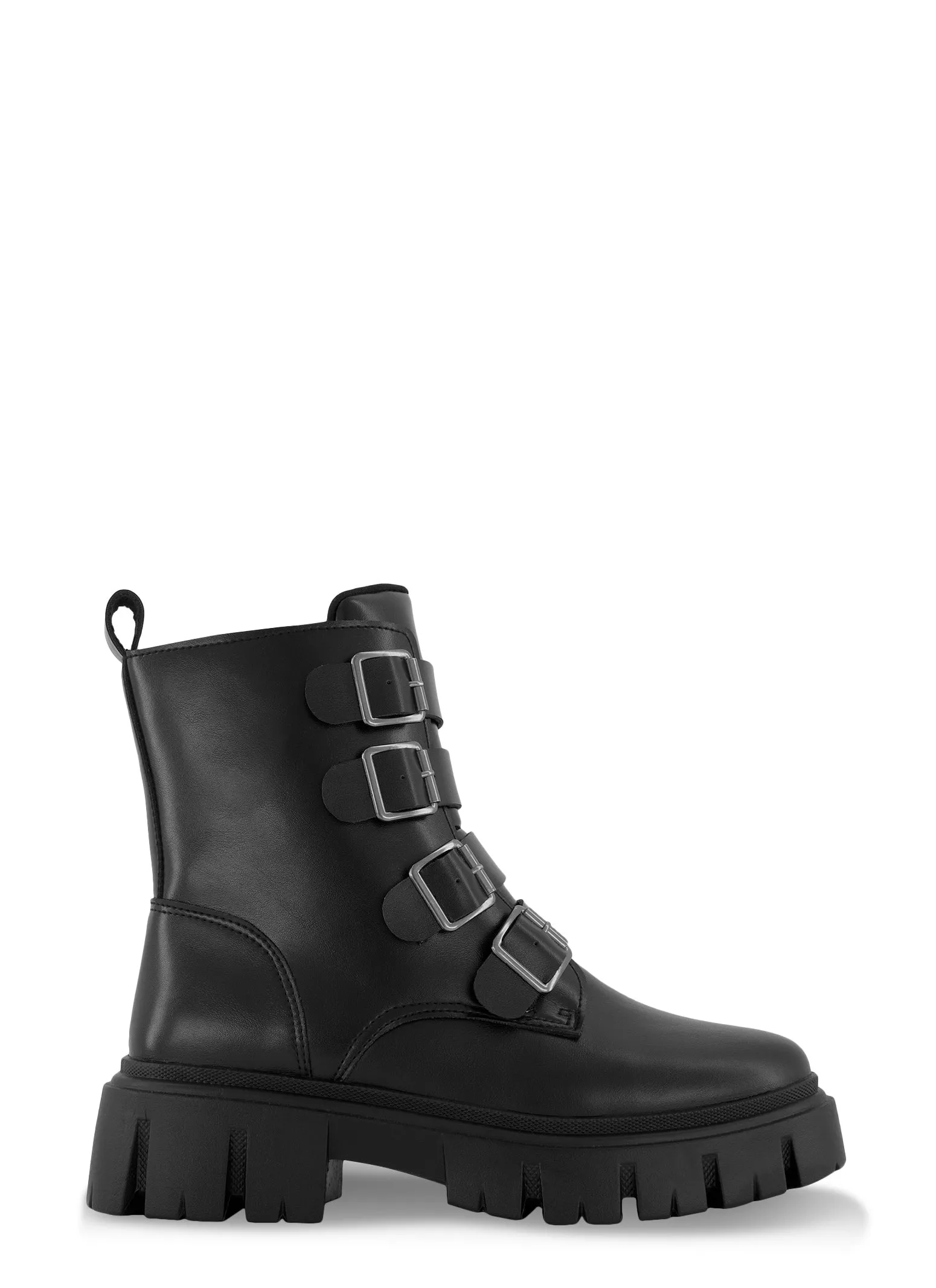 Four Buckle Strap Combat Boots