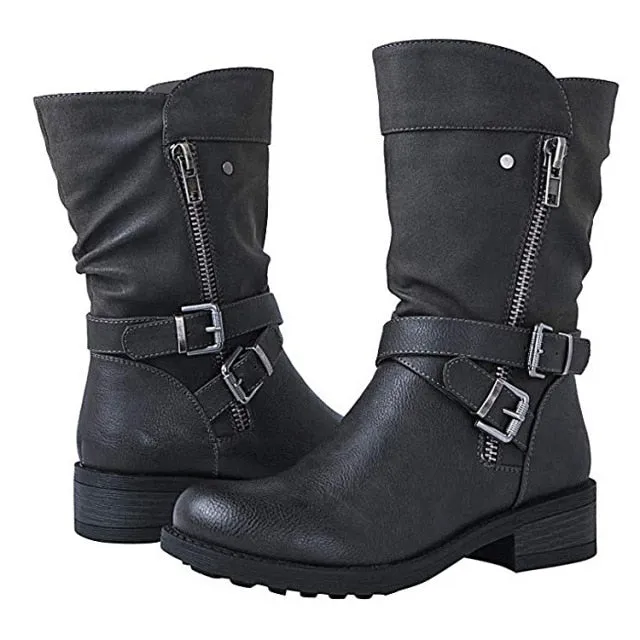 Funki Buys | Boots | Women's Biker Boot | Zipper Buckle Boots