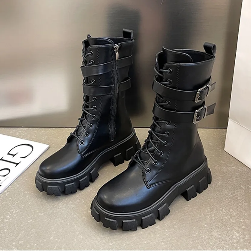 Funki Buys | Boots | Women's Chunky Motorcycle Punk Boots