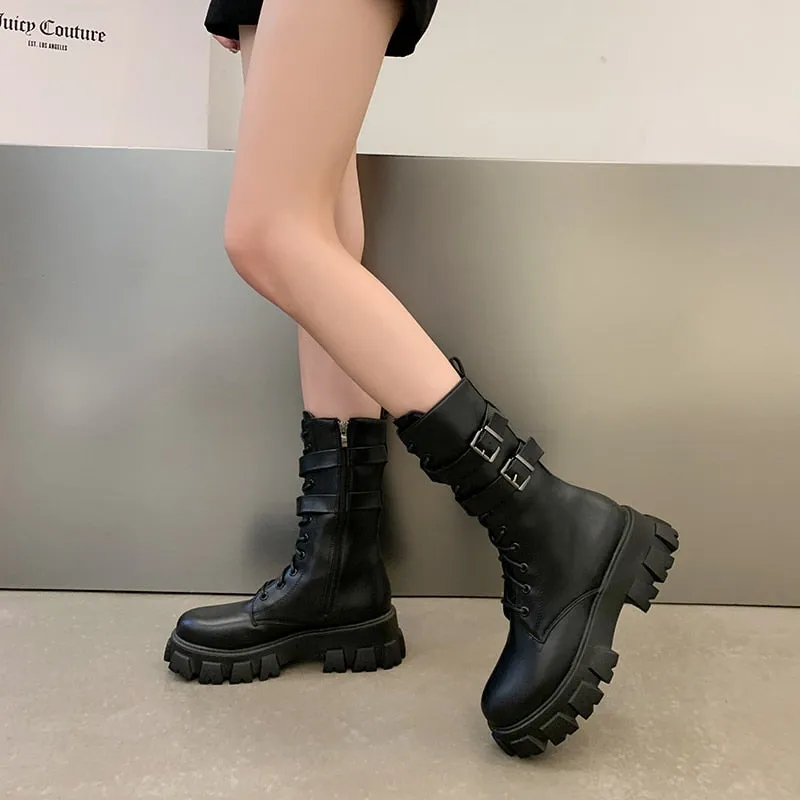 Funki Buys | Boots | Women's Chunky Motorcycle Punk Boots