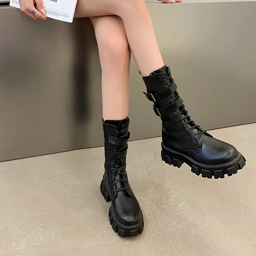 Funki Buys | Boots | Women's Chunky Motorcycle Punk Boots