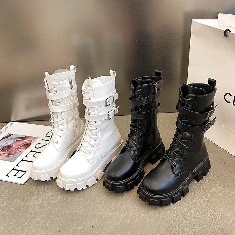 Funki Buys | Boots | Women's Chunky Motorcycle Punk Boots