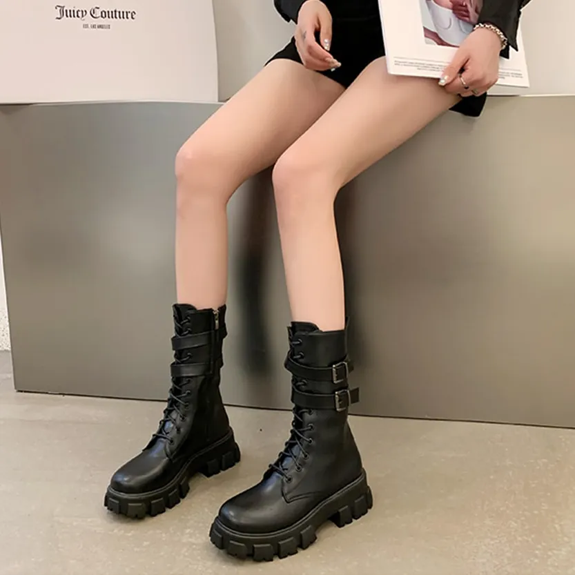 Funki Buys | Boots | Women's Chunky Motorcycle Punk Boots