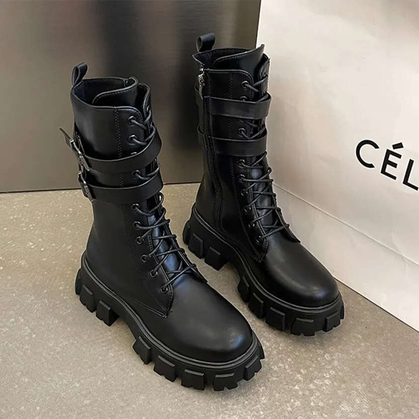 Funki Buys | Boots | Women's Chunky Motorcycle Punk Boots