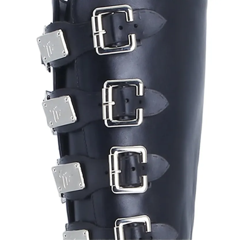 Funki Buys | Boots | Women's Gothic Buckle Plate Platform Boot