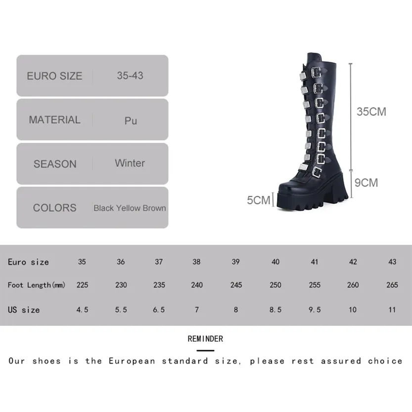 Funki Buys | Boots | Women's Gothic Buckle Plate Platform Boot