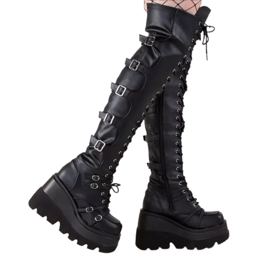 Funki Buys | Boots | Women's Gothic Over Knee Platform Boots