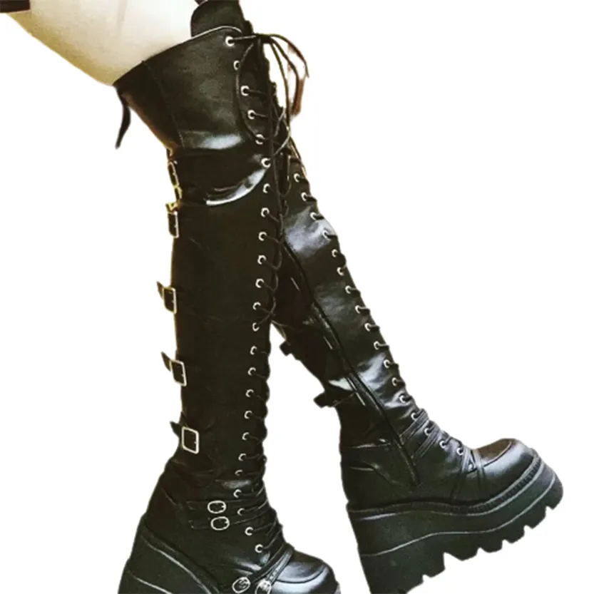 Funki Buys | Boots | Women's Gothic Over Knee Platform Boots