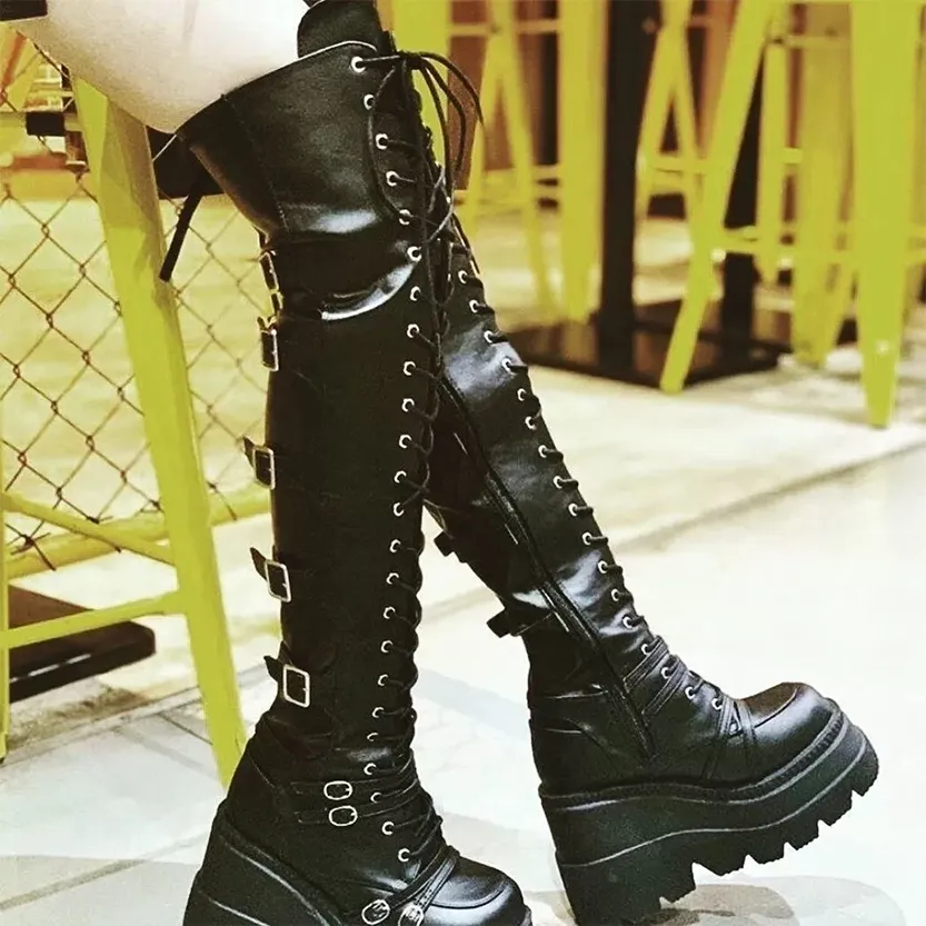 Funki Buys | Boots | Women's Gothic Over Knee Platform Boots