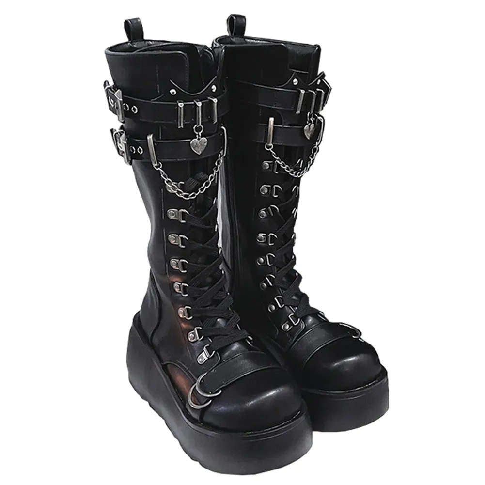 Funki Buys | Boots | Women's Gothic Platform Wedge Boots