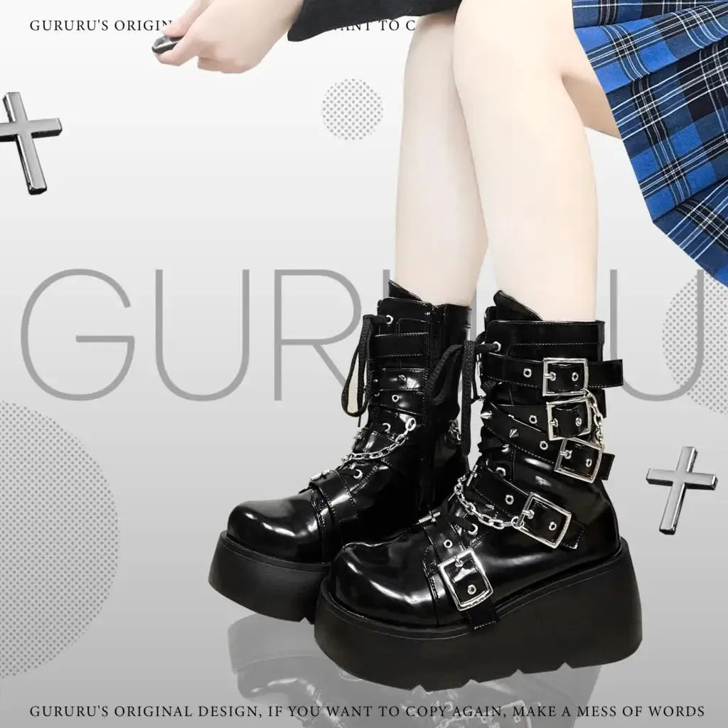 Funki Buys | Boots | Women's Gothic Platform Wedge Boots