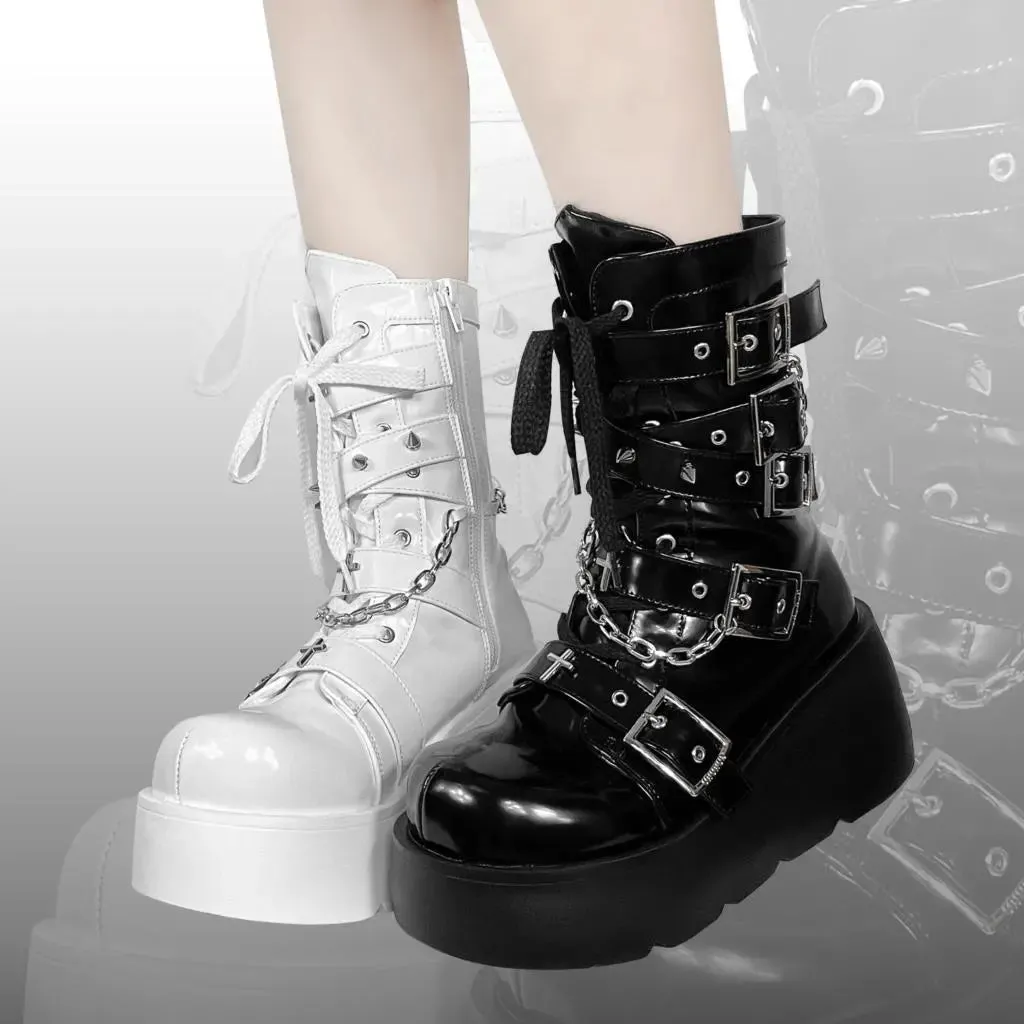 Funki Buys | Boots | Women's Gothic Platform Wedge Boots