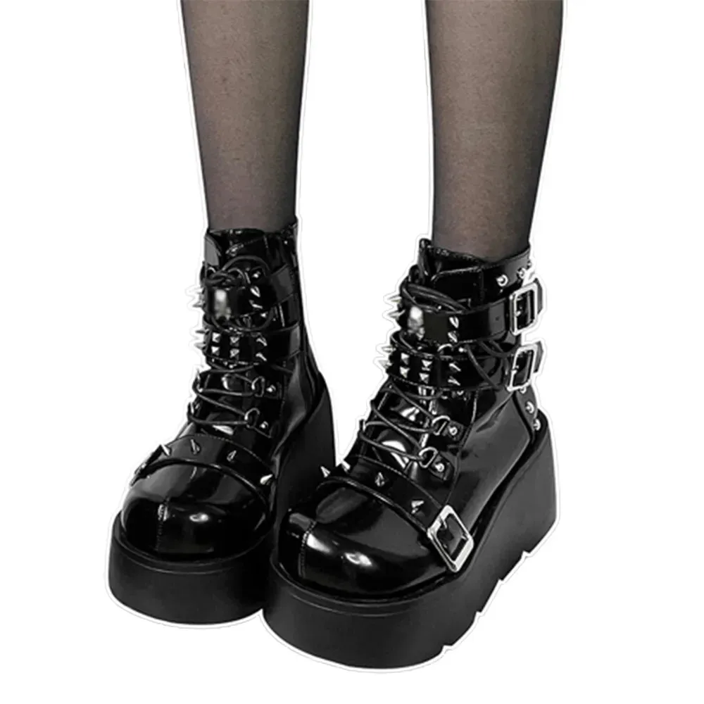 Funki Buys | Boots | Women's Gothic Platform Wedge Boots