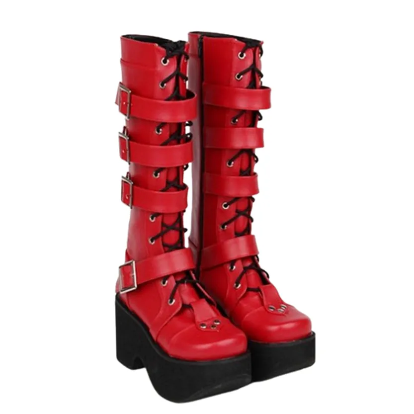 Funki Buys | Boots | Women's Gothic Punk 4 Strap Platform Boot