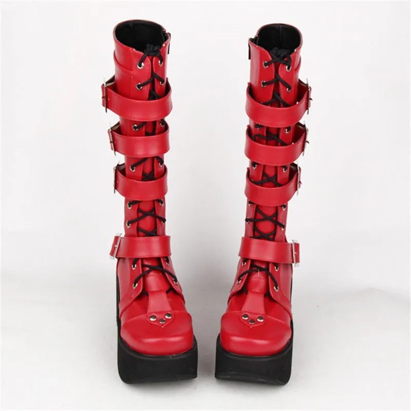 Funki Buys | Boots | Women's Gothic Punk 4 Strap Platform Boot