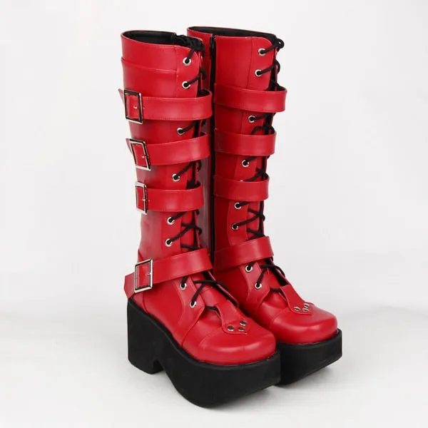 Funki Buys | Boots | Women's Gothic Punk 4 Strap Platform Boot