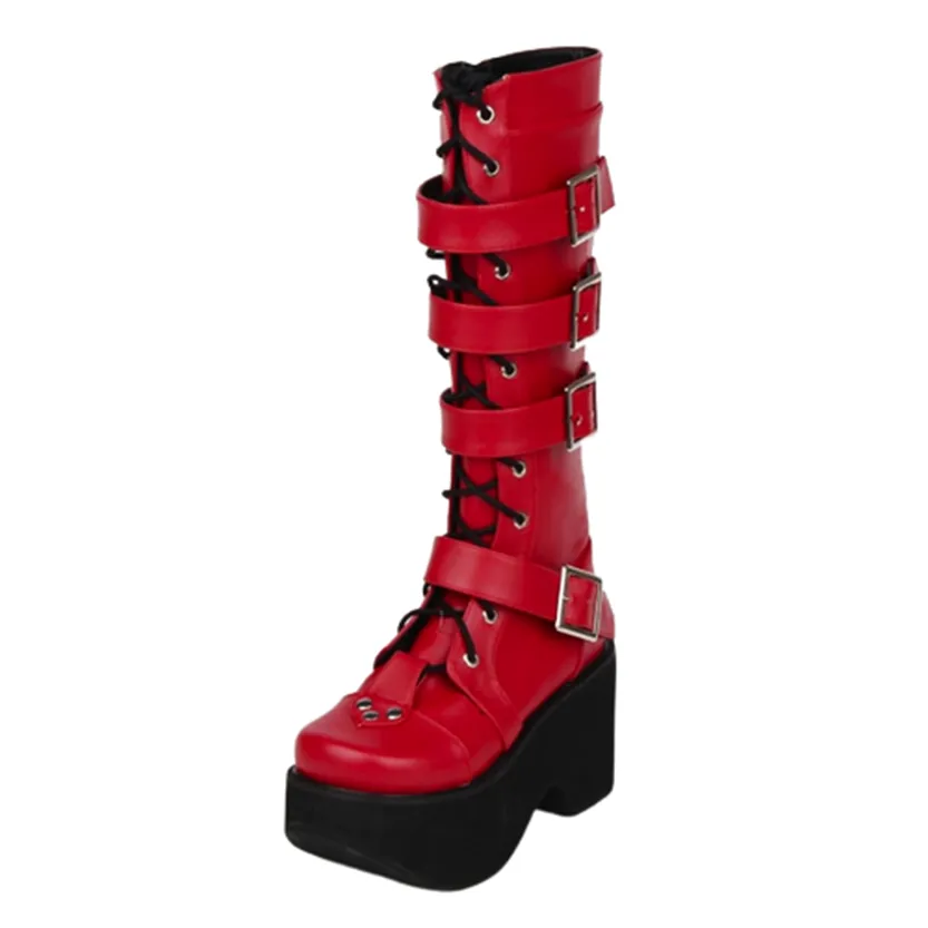 Funki Buys | Boots | Women's Gothic Punk 4 Strap Platform Boot