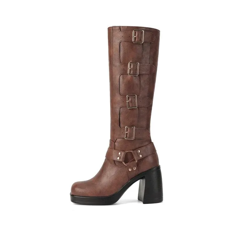 Funki Buys | Boots | Women's Gothic Punk Multi-Buckle Boots