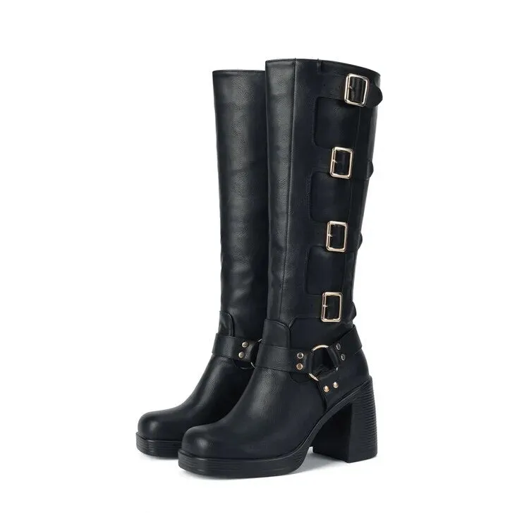 Funki Buys | Boots | Women's Gothic Punk Multi-Buckle Boots