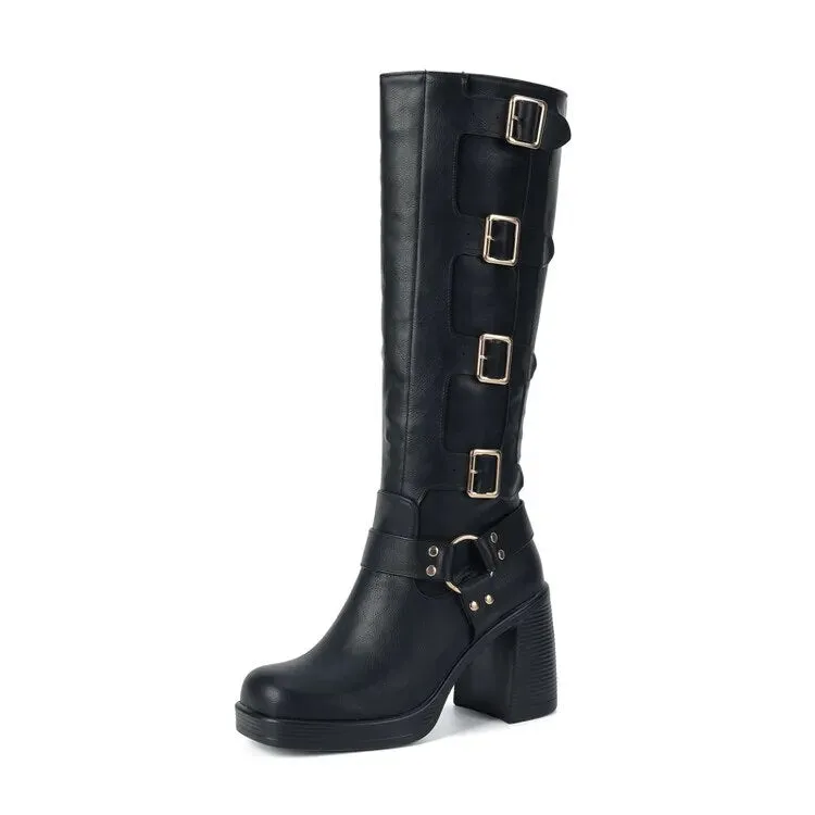 Funki Buys | Boots | Women's Gothic Punk Multi-Buckle Boots