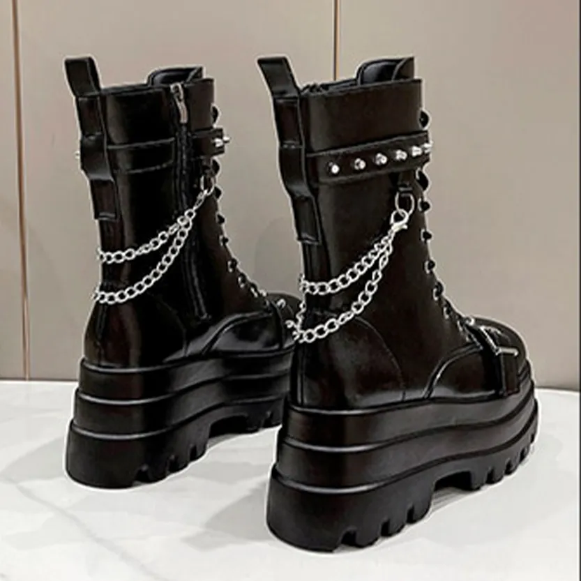 Funki Buys | Boots | Women's Gothic Square Toe Platform Boots