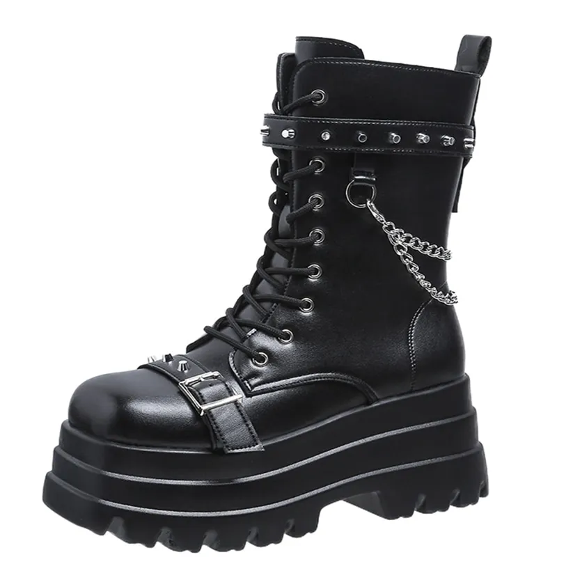 Funki Buys | Boots | Women's Gothic Square Toe Platform Boots