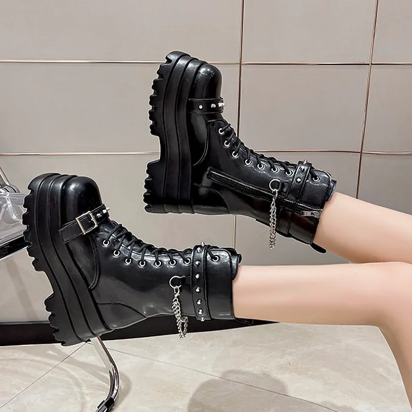 Funki Buys | Boots | Women's Gothic Square Toe Platform Boots