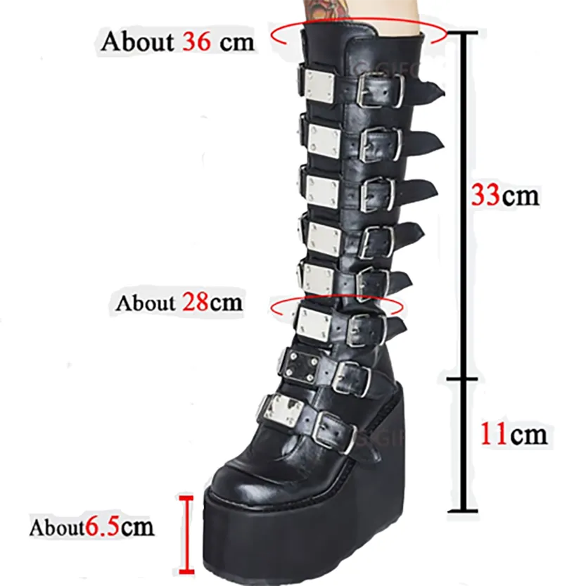 Funki Buys | Boots | Women's High Platform Wedge Buckle Boot