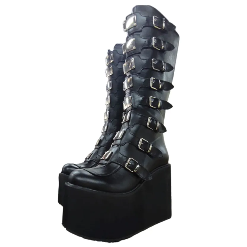 Funki Buys | Boots | Women's High Platform Wedge Buckle Boot