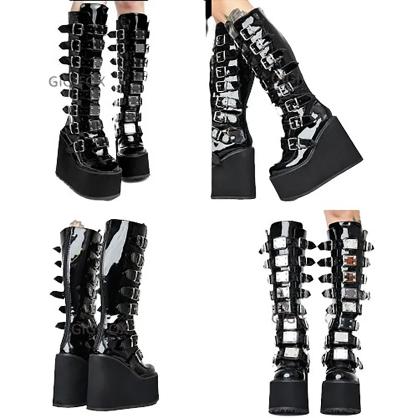 Funki Buys | Boots | Women's High Platform Wedge Buckle Boot