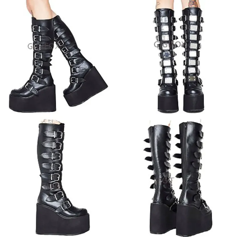 Funki Buys | Boots | Women's High Platform Wedge Buckle Boot