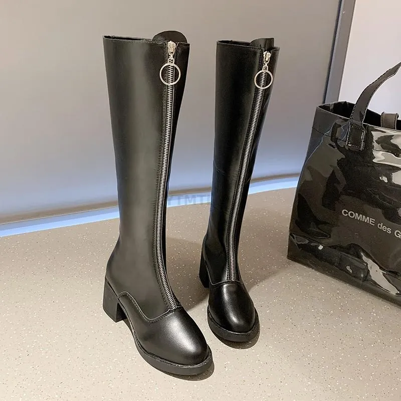 Funki Buys | Boots | Women's Knee High Front Zip Riding Boots