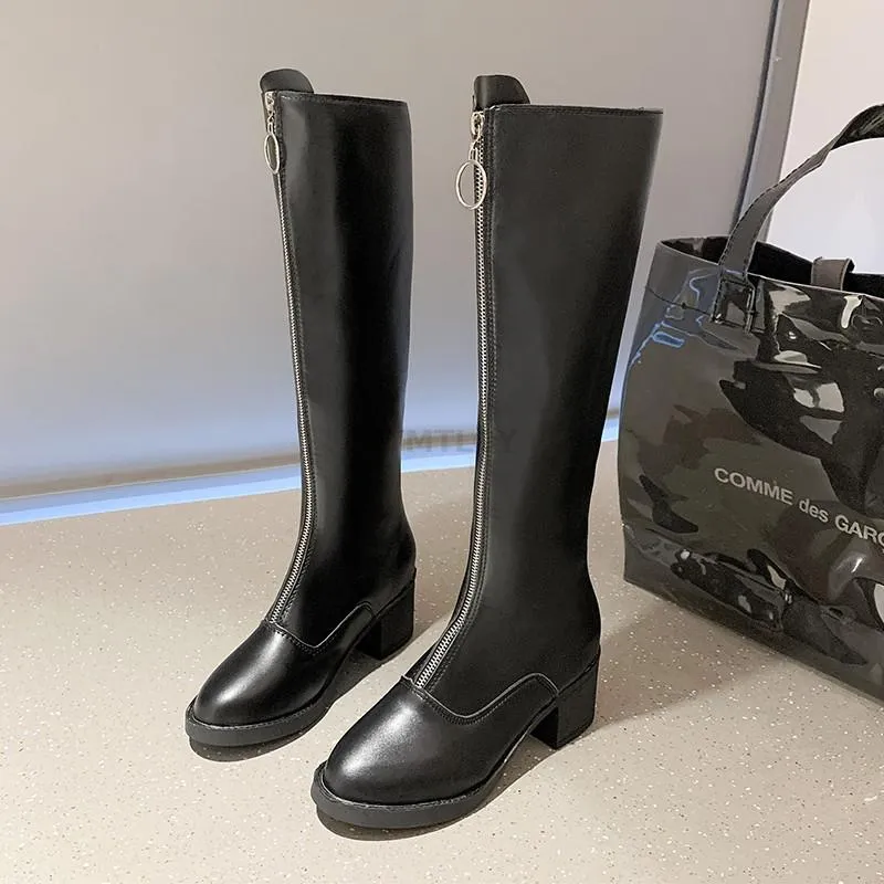 Funki Buys | Boots | Women's Knee High Front Zip Riding Boots