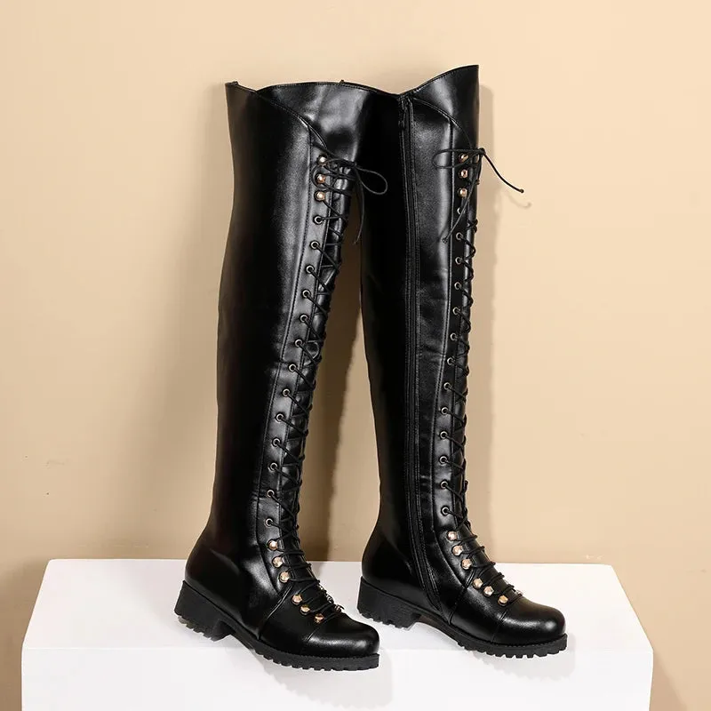 Funki Buys | Boots | Women's Leather Fleece Lace Up Boots