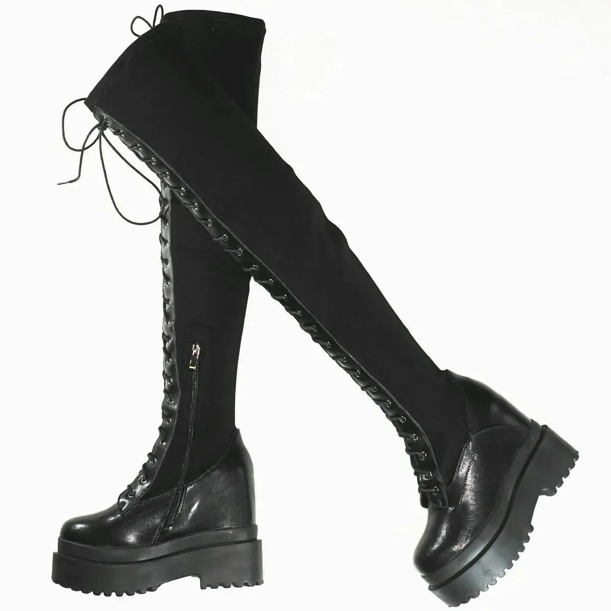 Funki Buys | Boots | Women's Leather Over Knee Wedge Boots