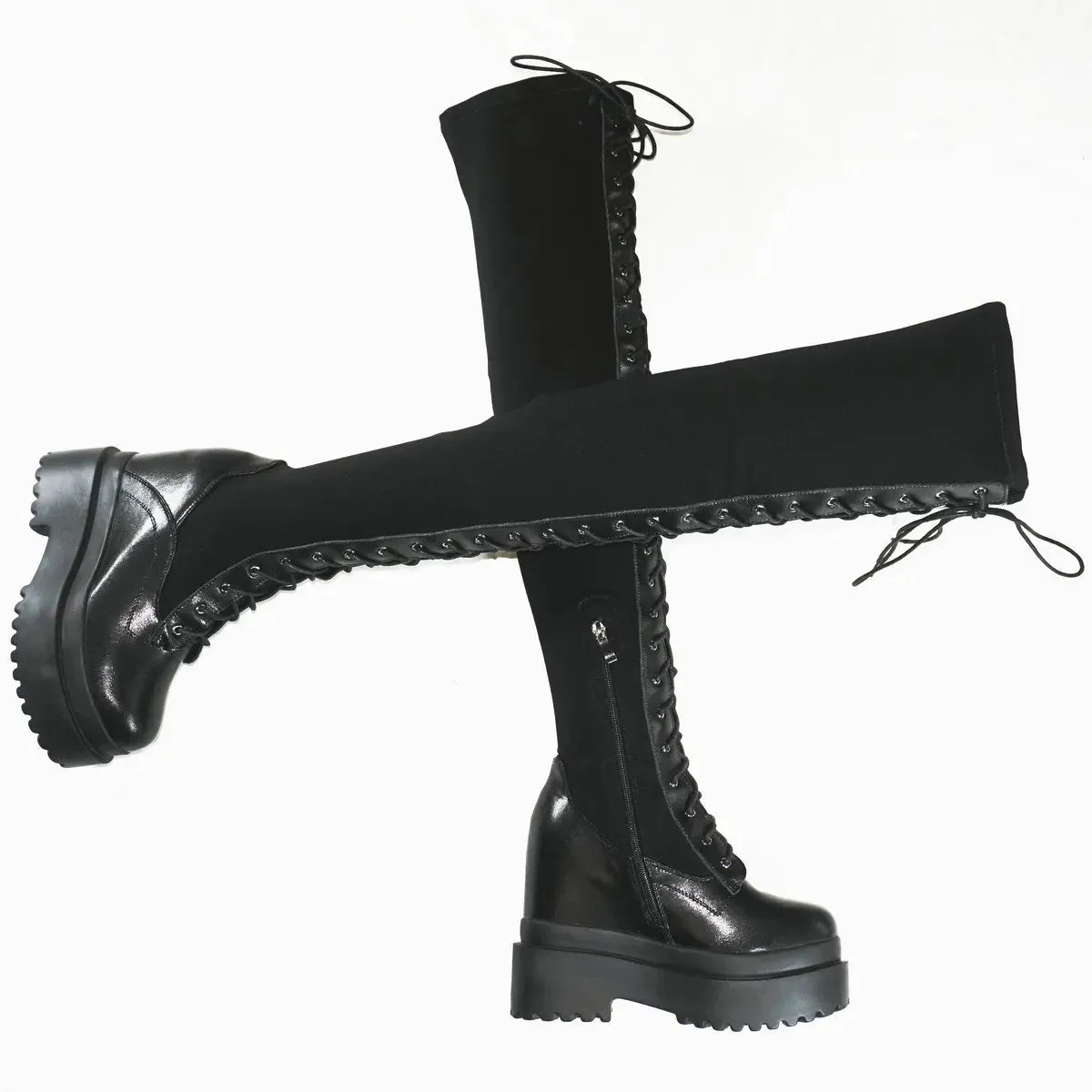 Funki Buys | Boots | Women's Leather Over Knee Wedge Boots