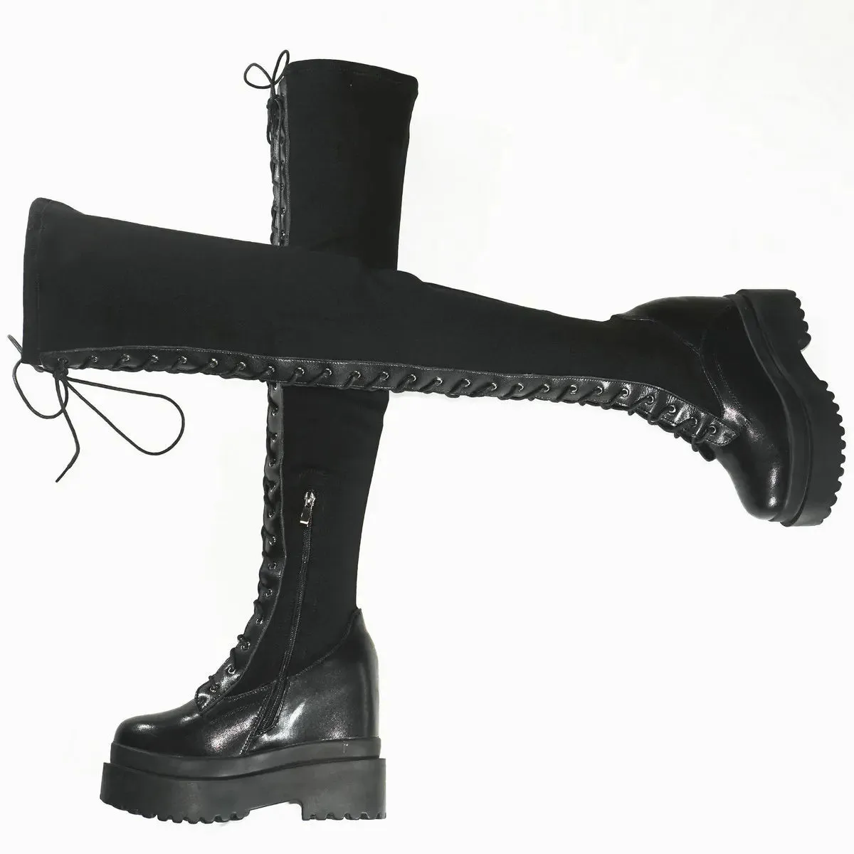 Funki Buys | Boots | Women's Leather Over Knee Wedge Boots