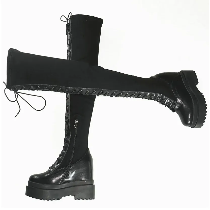 Funki Buys | Boots | Women's Leather Over Knee Wedge Boots