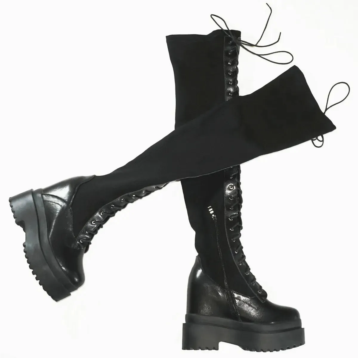 Funki Buys | Boots | Women's Leather Over Knee Wedge Boots