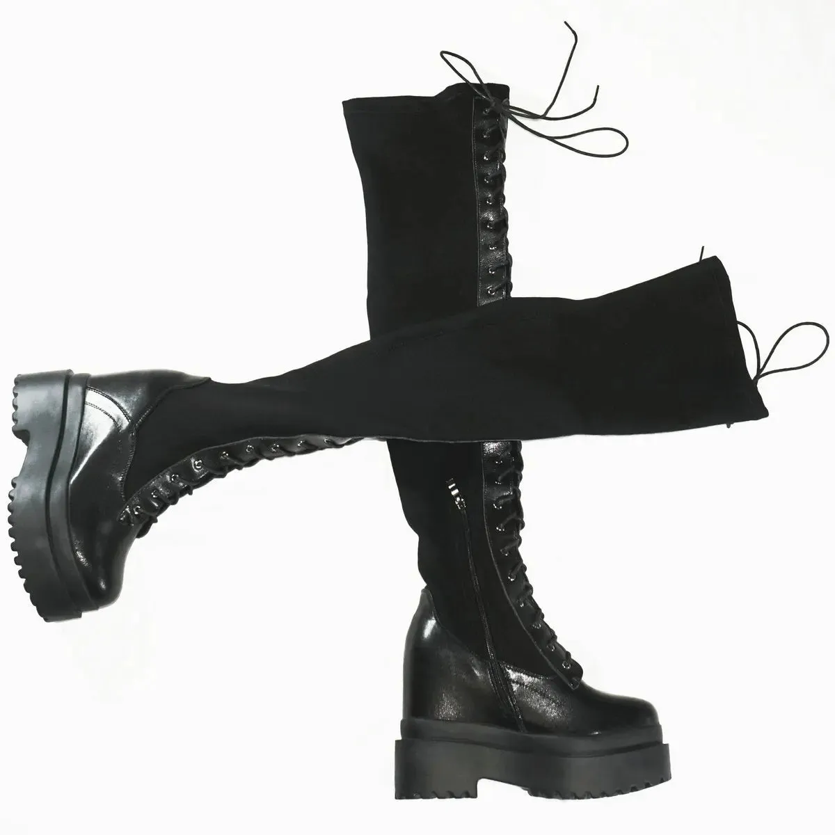 Funki Buys | Boots | Women's Leather Over Knee Wedge Boots